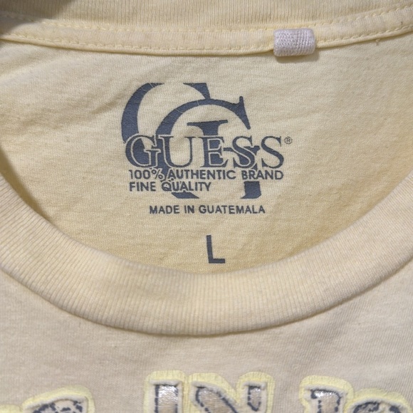 Guess Men's Yellow Graphic Short Sleeve T-Shirt Size Large - Picture 3 of 3